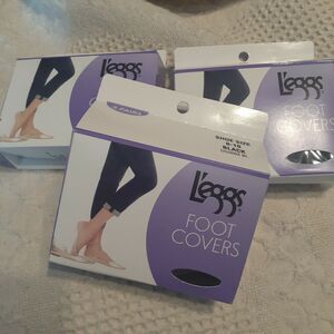3X Leggs Foot Covers Footies 9 Pairs Black Shoe Size 6/10 Lot of 3 NEW
